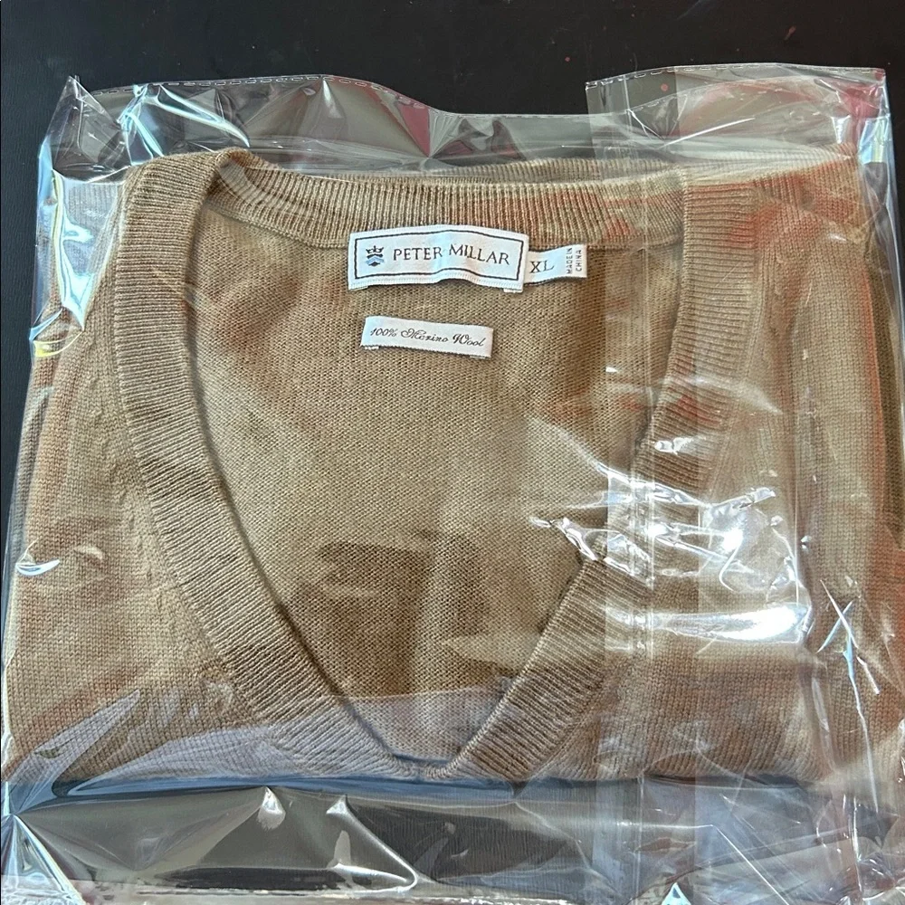Peter Millar XL 100% Extra Fine Italian Merino Wool Sweater Vest Brown